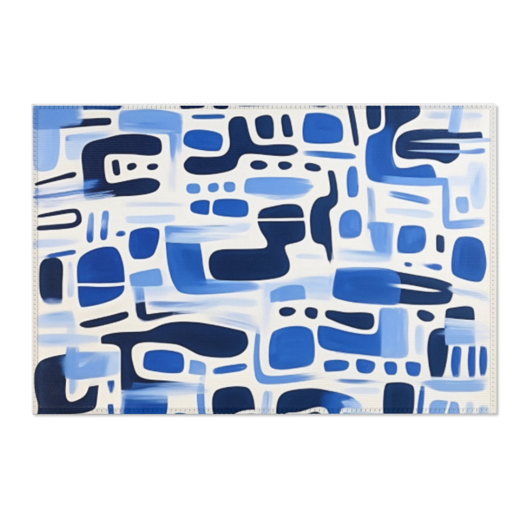 Blue Cream Area Rug