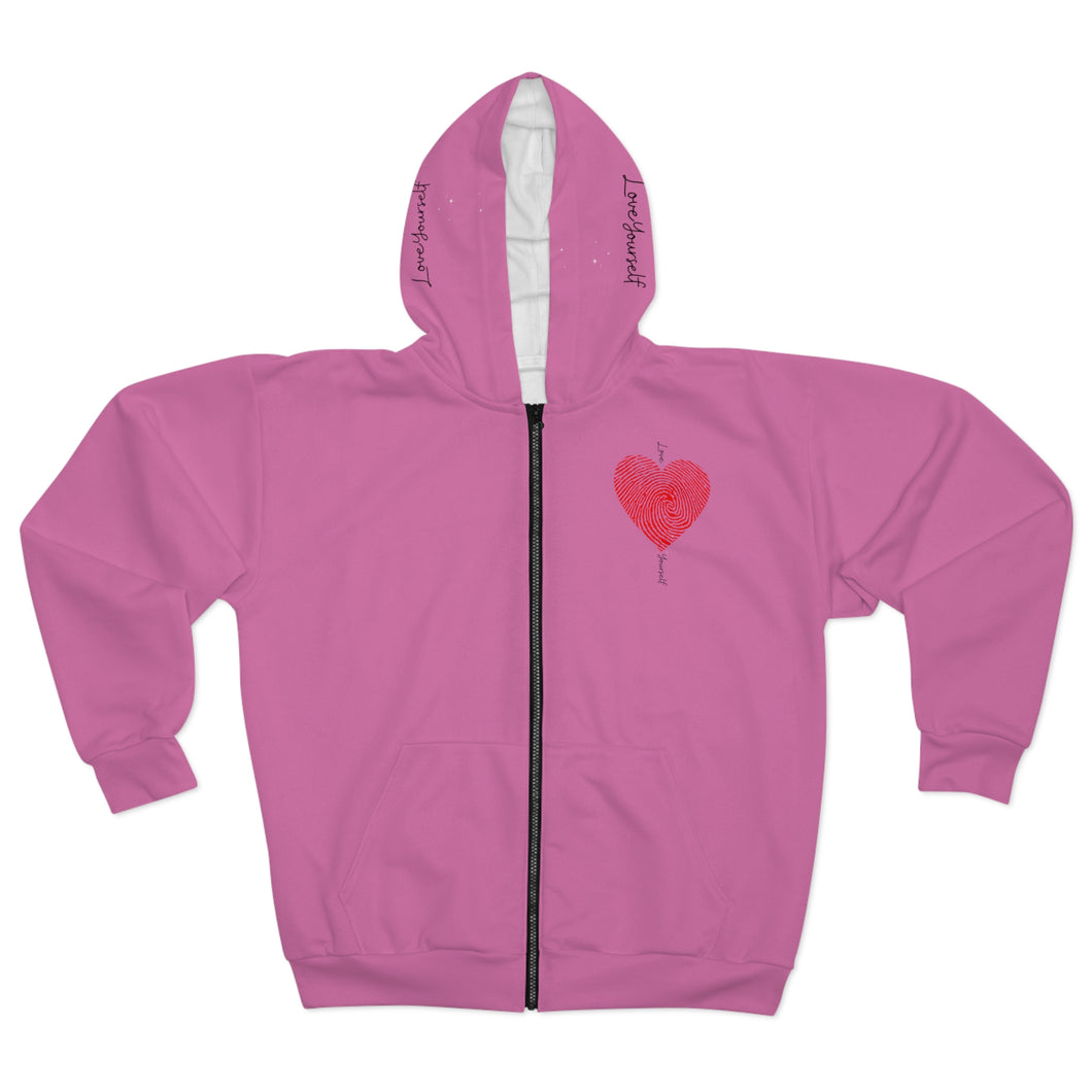 Love Yourself Unisex Zip Hoodie - Pink