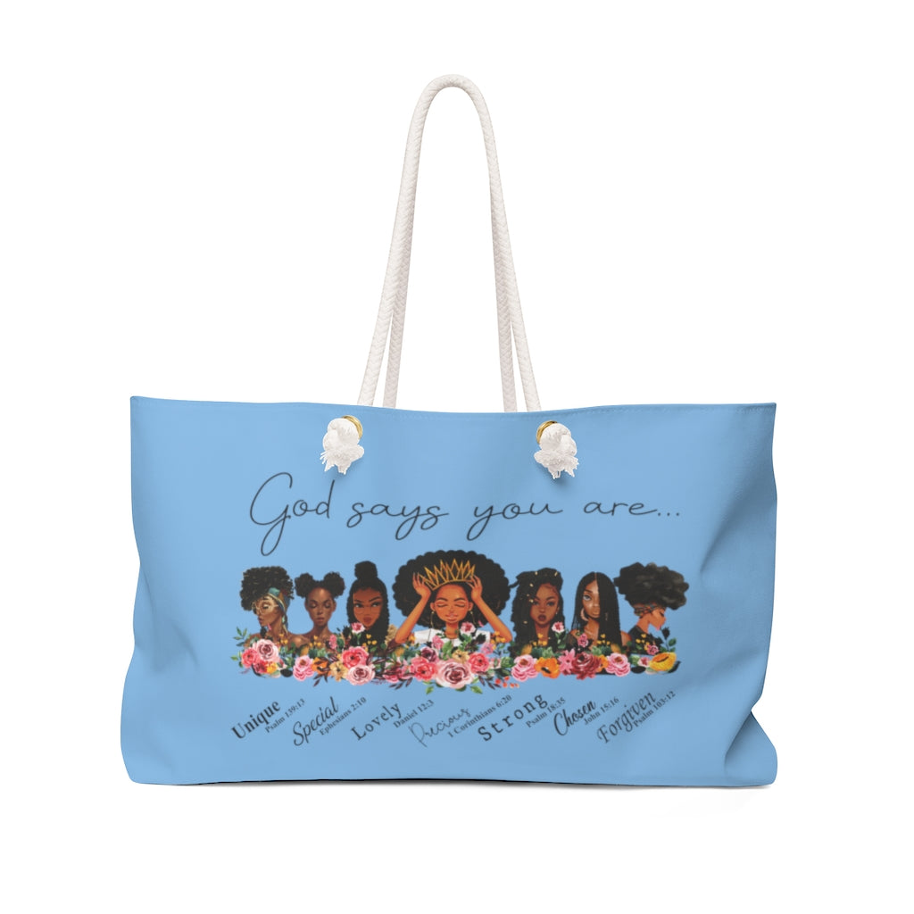 God Says You Are - Weekender Bag - Light Blue